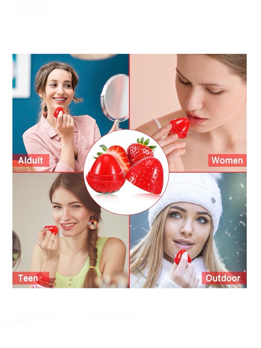 Strawberry Lip Balm - Set of 3 - Picture 3 of 4